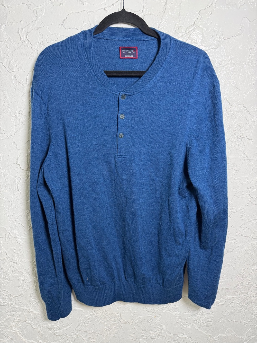 UNTUCKit Men's Royal Blue Crewneck Wool Sweater